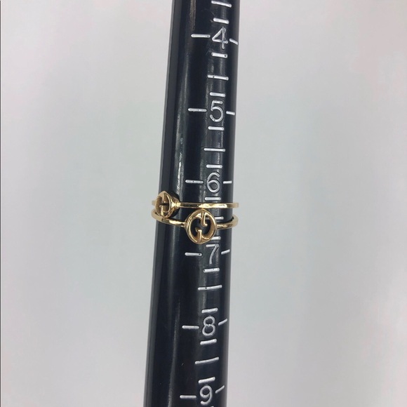 Gucci 1973 style GG double connected ring 18k Gold NEW IN BOX w/ POUCH AS SHOWN - Picture 9 of 11
